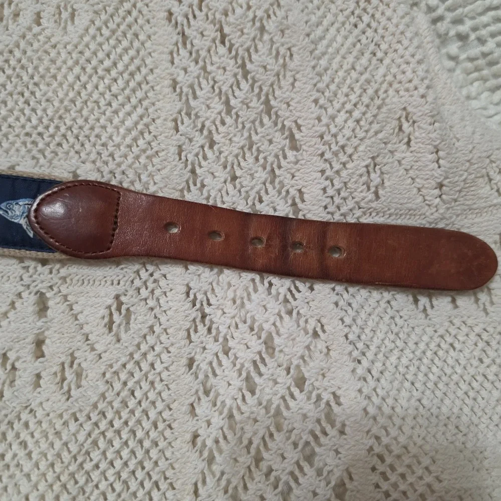 Leather Man LTD Canvas Leather Fish Belt‎ Little Boys Size 20 Fishing Buddy